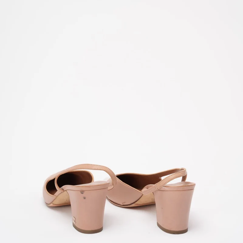 Chanel Beige / Creme Leder CC Cap-Toe Slingback Pumps Größe 39