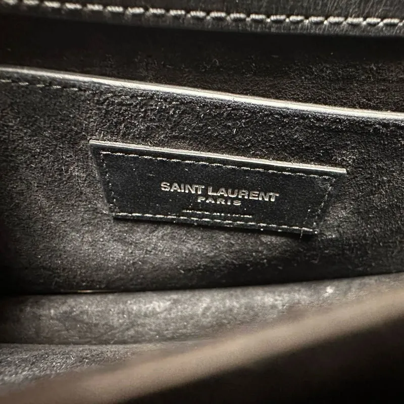 Saint Laurent Schwarzes Kalbsleder Mittleres Monogramm Sonnenuntergang