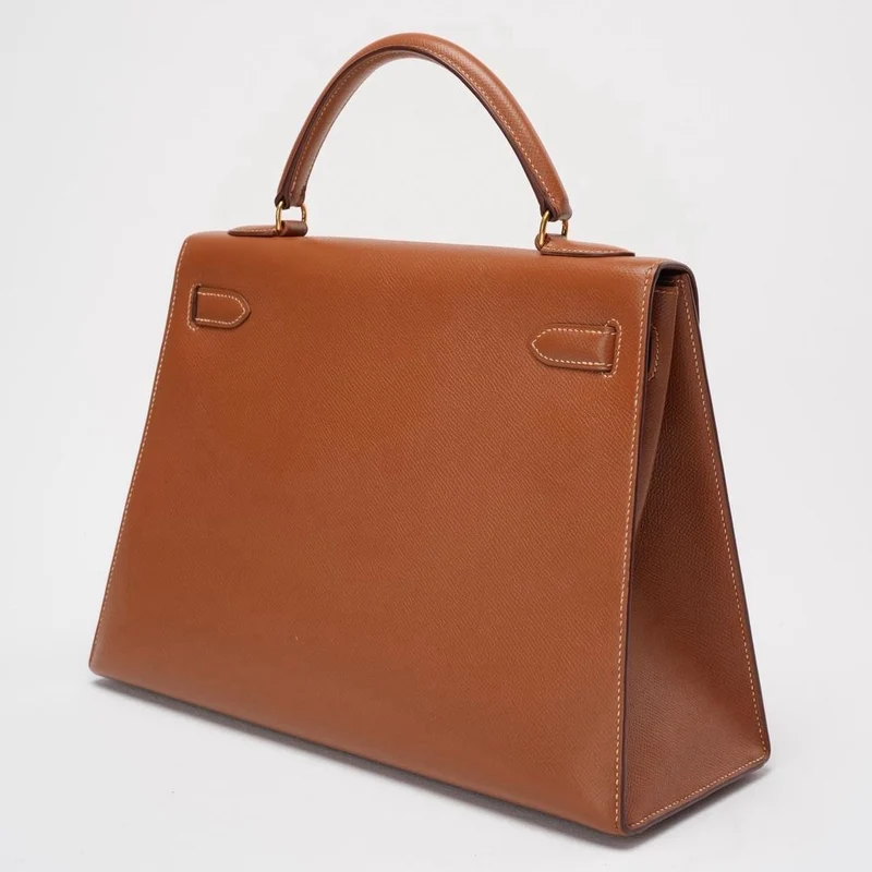 Hermès Vintage Kelly Sellier 32 Gold Leder V Cricle 1992
