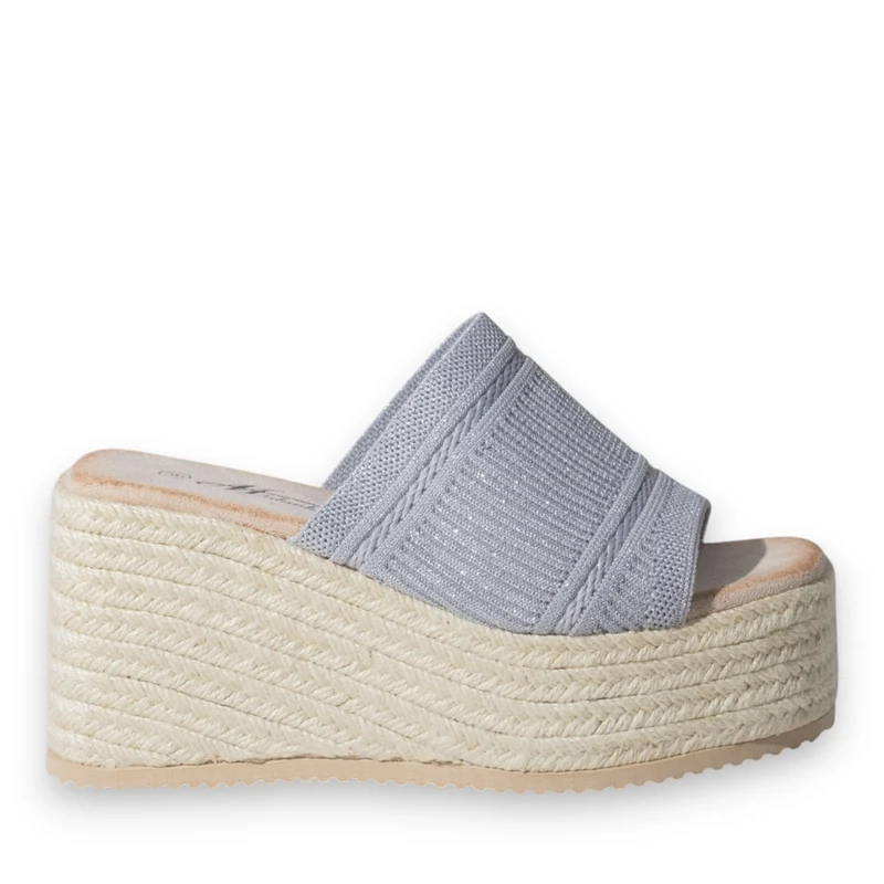 Europeon Union Women Silver Cloth Wedges #5183