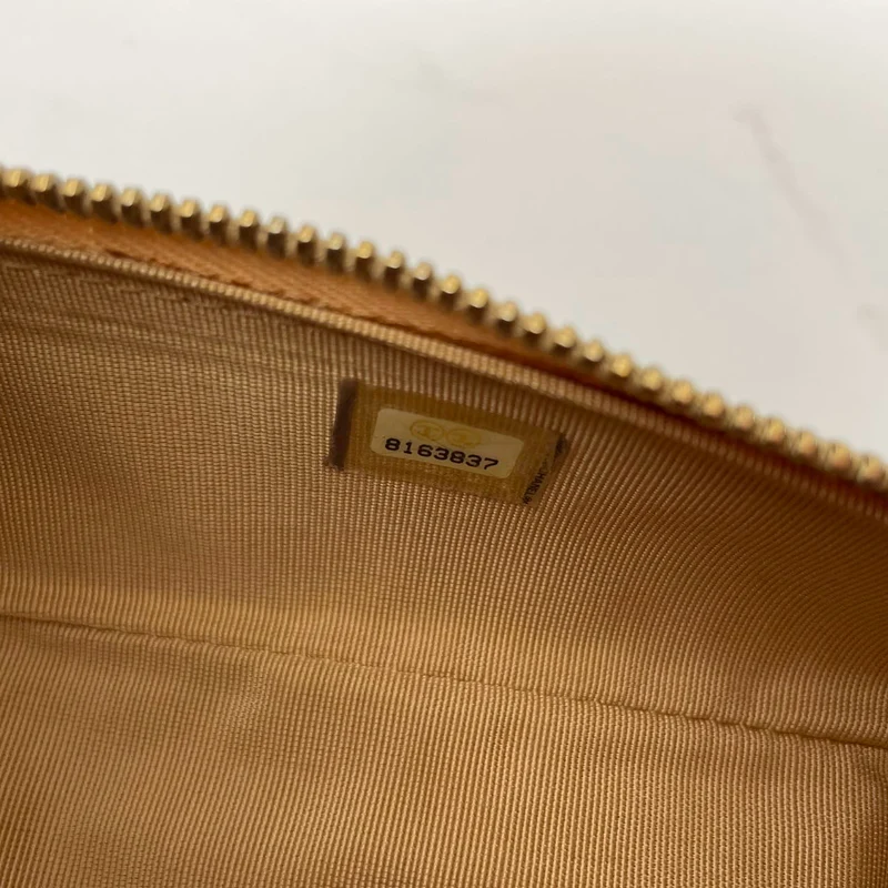 Chanel Vintage Bowler Handtasche Beige Kaviarleder