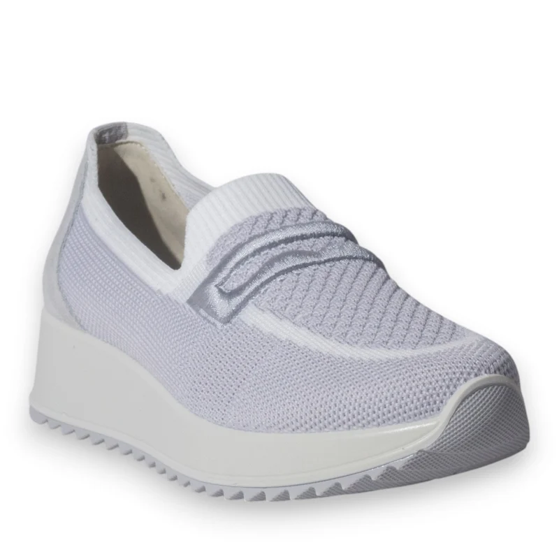 Italian Women Grey Cloth Shoes #5347
