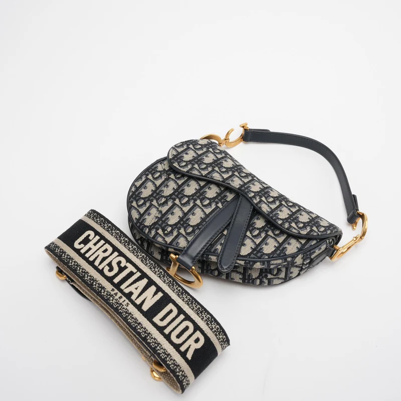 Dior Saddle Bag Mini Blau Schräg Jacquard mit Schultergurt Ab 2019