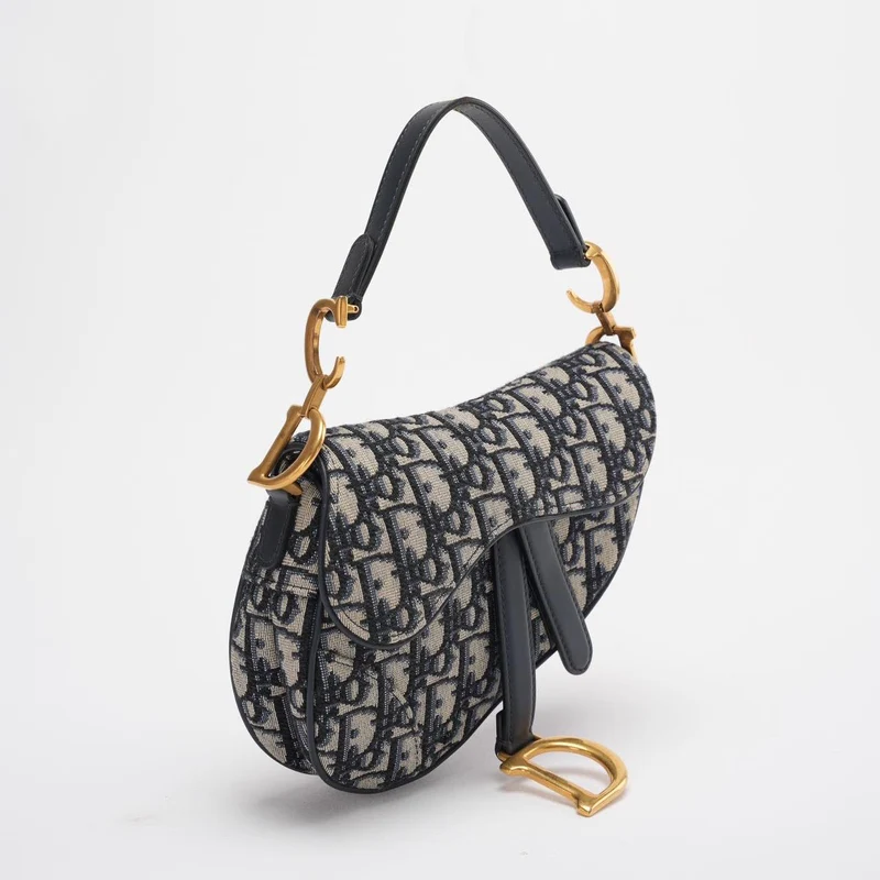 Dior Saddle Bag Mini Blau Schräg Jacquard mit Schultergurt Ab 2019