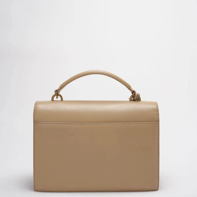 Saint Laurent Sunset Bag Medium Kalbsleder Monogramm Beige mit goldenen Beschlägen