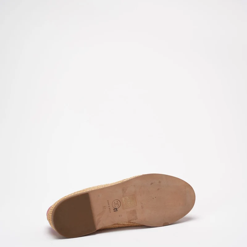 Chanel Pink / Schwarze CC Espadrille-Flats aus Lammleder, Größe 38
