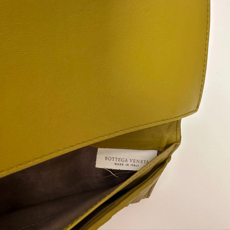 Bottega Veneta Yellow Nappa Wallet Intrecciato Continental Snap Wallet