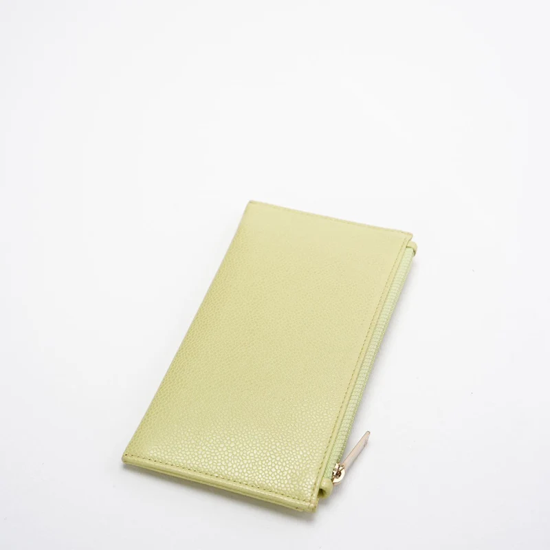 Chanel Lime Yellow Long Zippy Wallet mit großem CC-Logo