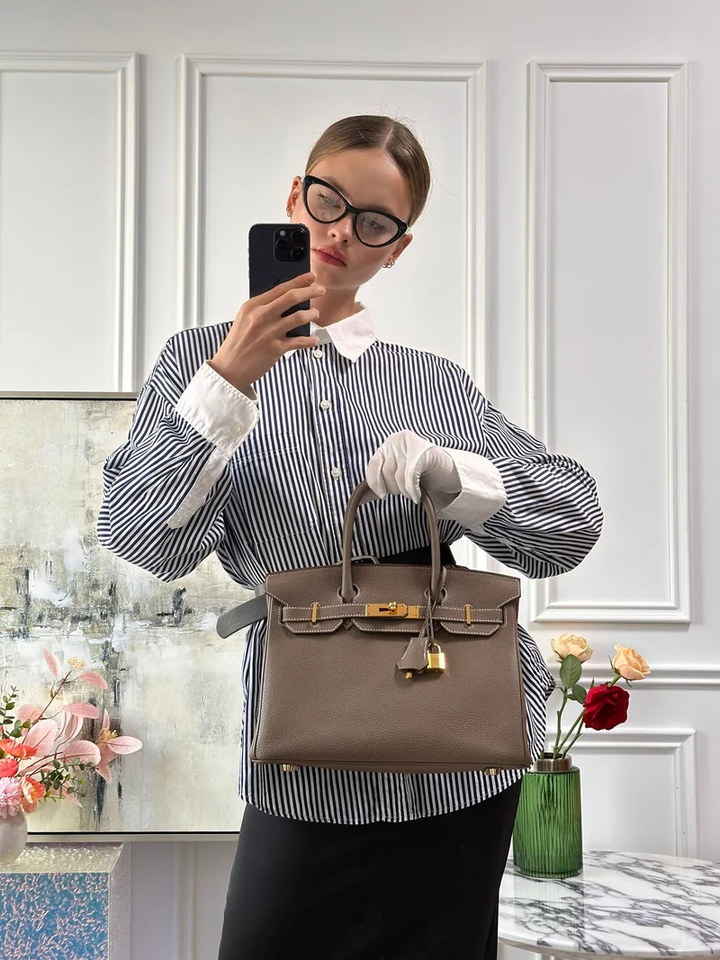 Hermes Birkin 30 cm Sellier Tasche Etoupe Togo Leder