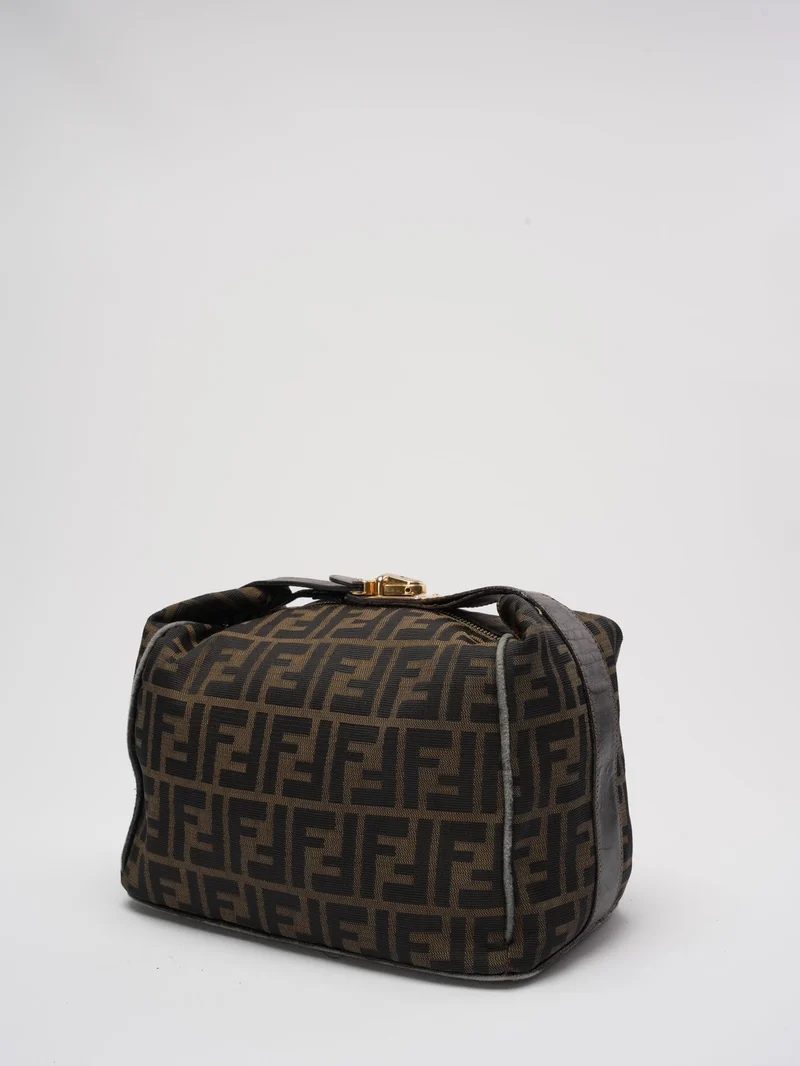 Fendi Schwarz / Braune Vanity Zucca Canvns Kosmetiktasche