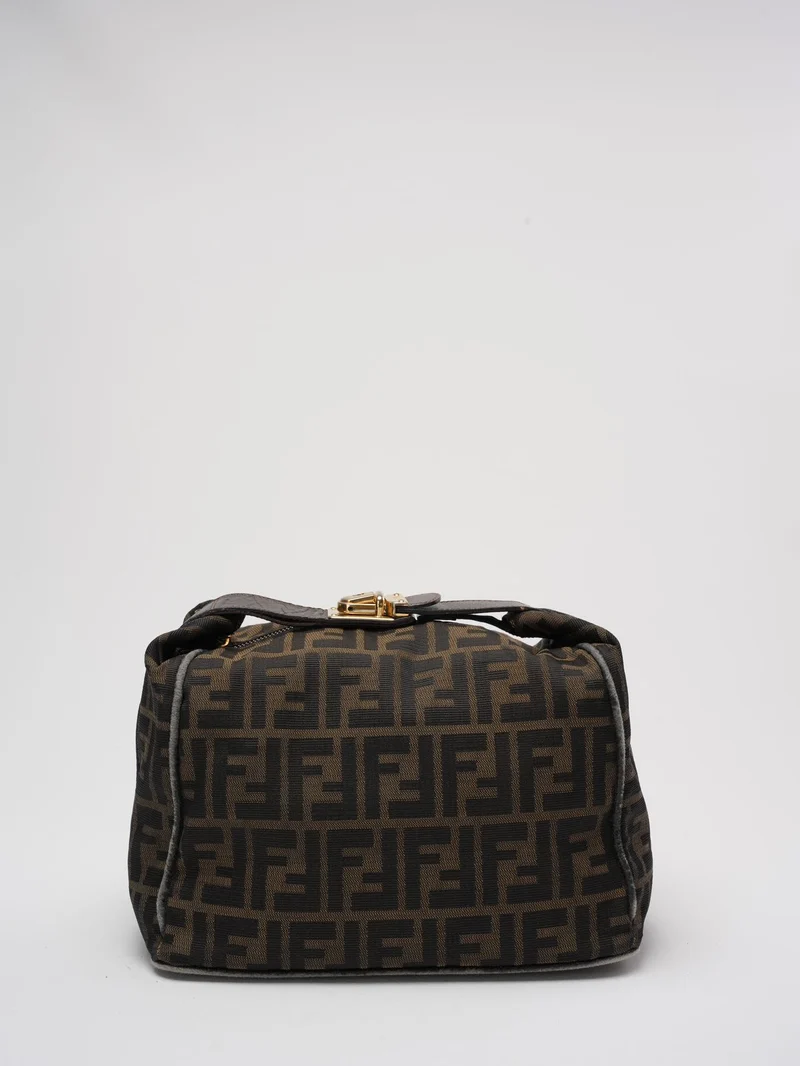 Fendi Schwarz / Braune Vanity Zucca Canvns Kosmetiktasche