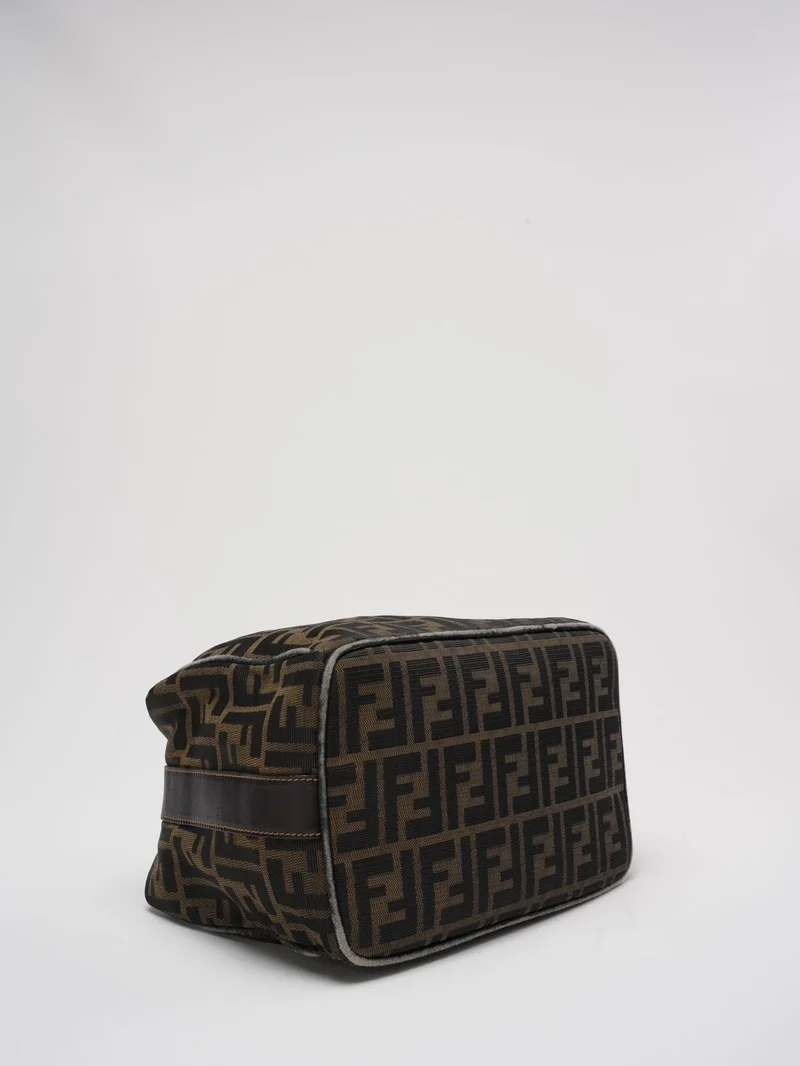 Fendi Schwarz / Braune Vanity Zucca Canvns Kosmetiktasche