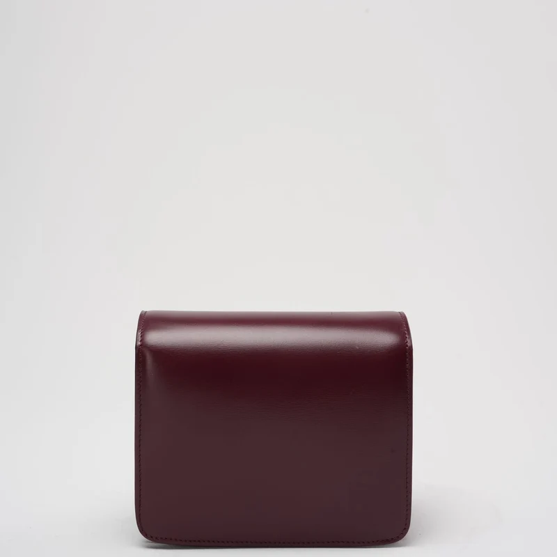 Celine Burgunder Classic Box Kleine Umhängetasche aus Leder