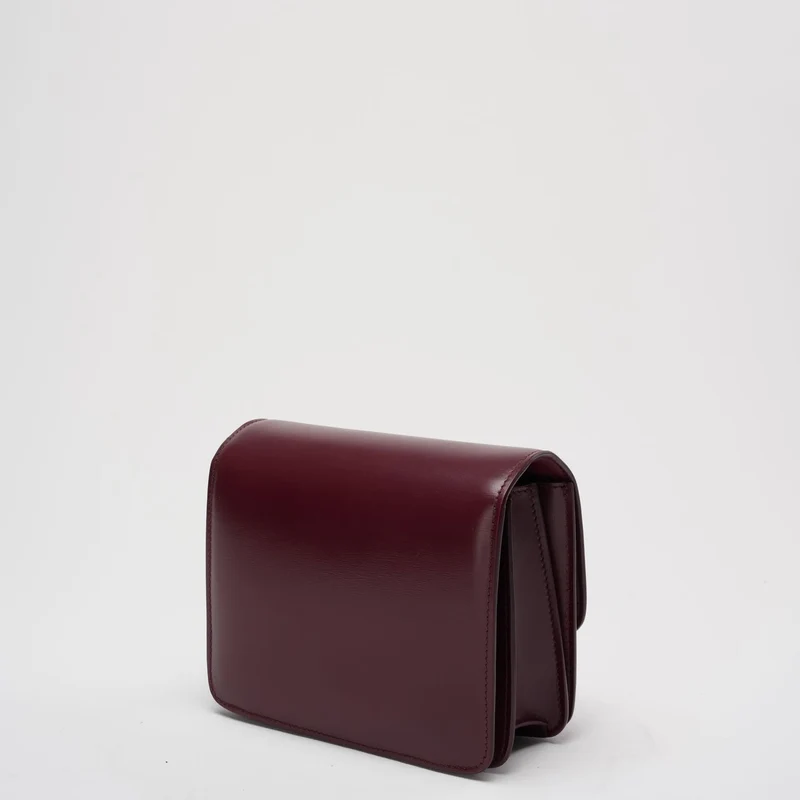 Celine Burgunder Classic Box Kleine Umhängetasche aus Leder