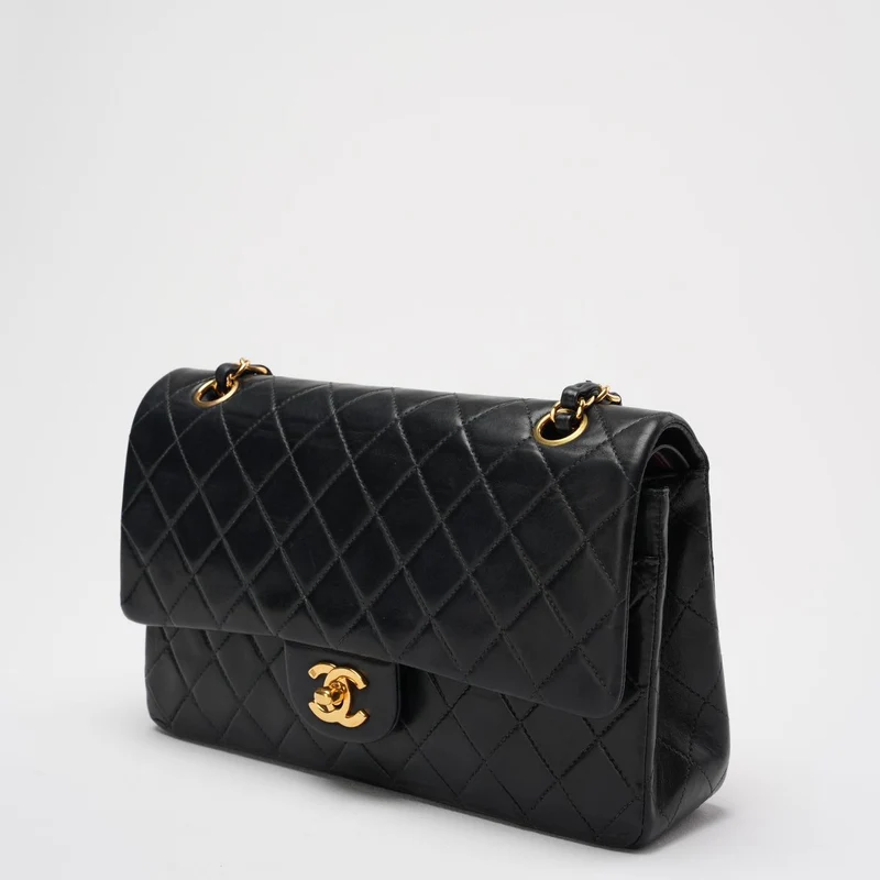 Chanel Vintage Timeless Flap Bag Schwarz Medium 24K Gold Hardware