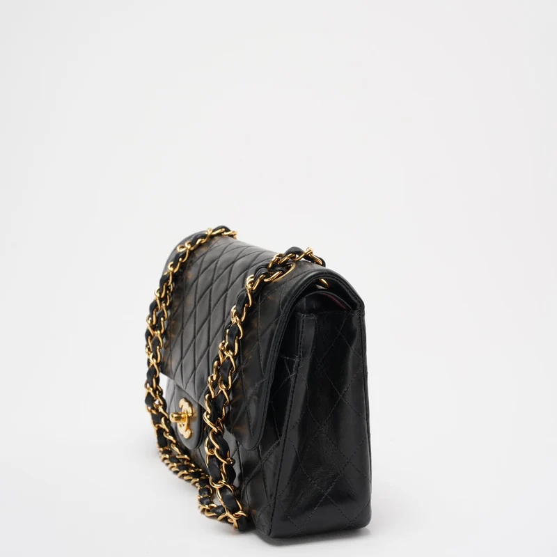 Chanel Vintage Timeless Flap Bag Schwarz Medium 24K Gold Hardware