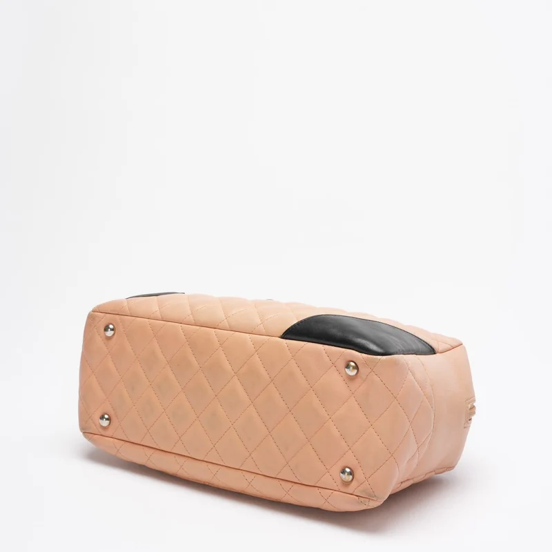 Chanel Cambon Bowler-Tasche Schwarz Beige