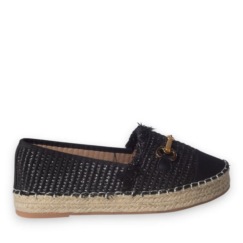 Europeon Union Women Black Wicker Espadrilles #5221