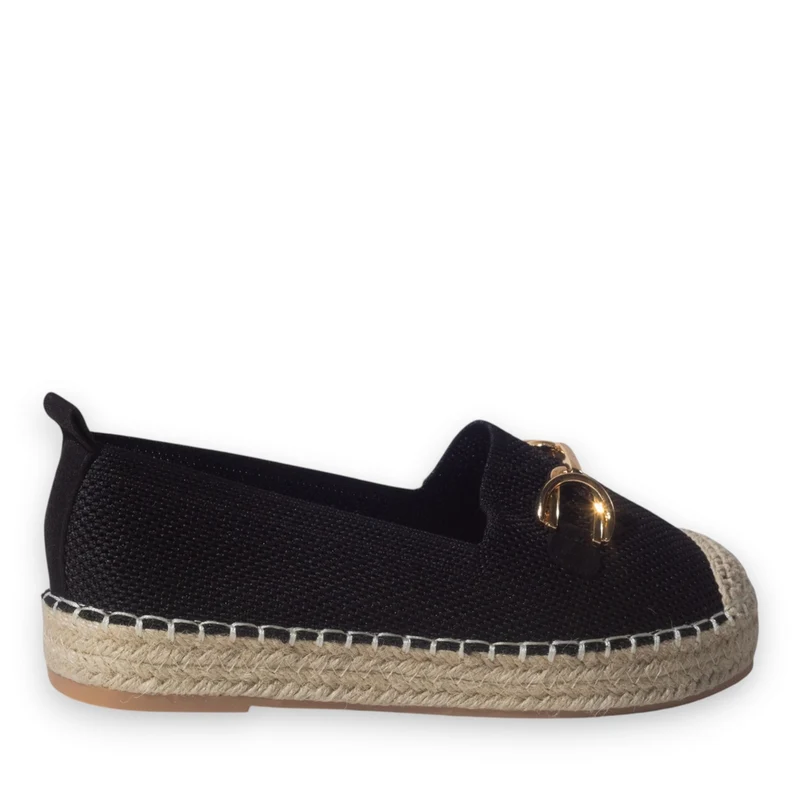 Europeon Union Women Black Cloth Espadrilles #5218