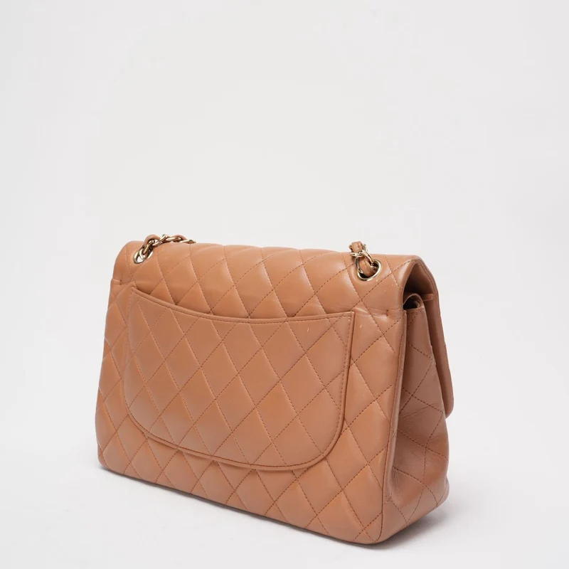 Chanel Classic Flap Bag Jumbo Kamel Lammleder