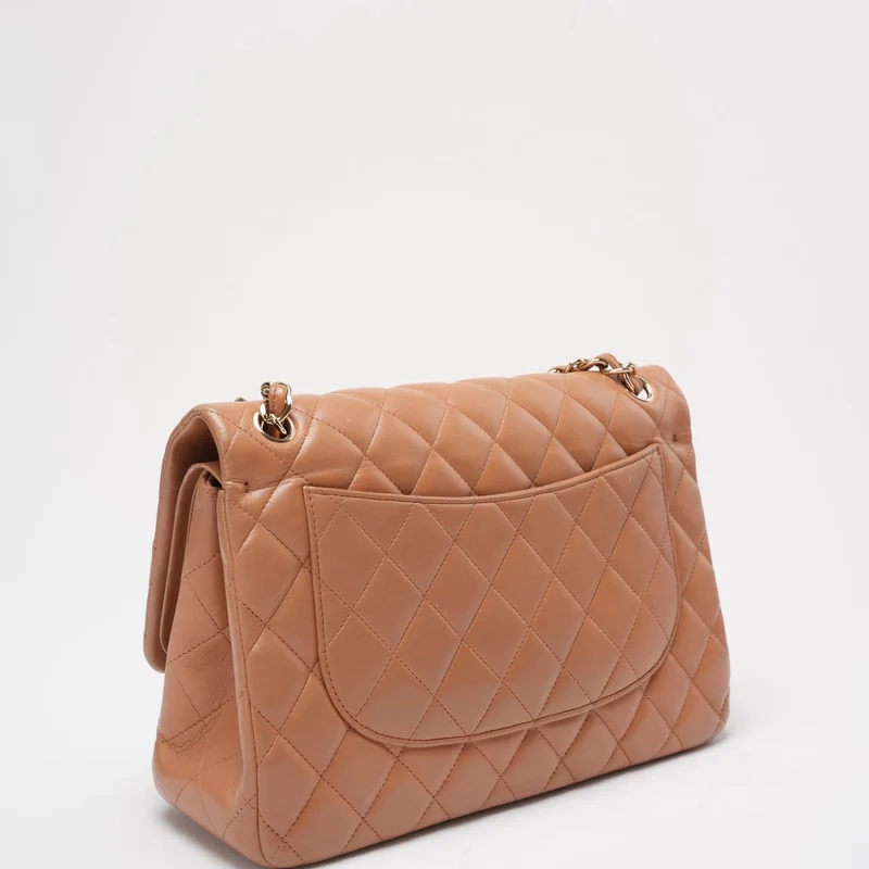 Chanel Classic Flap Bag Jumbo Kamel Lammleder