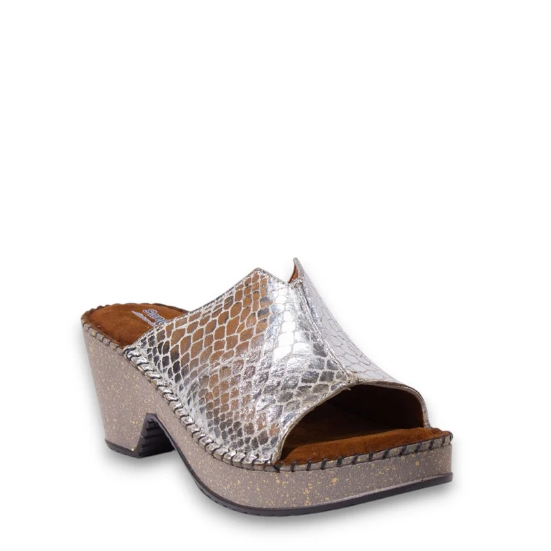 Women Silver Leather Wedges #4918