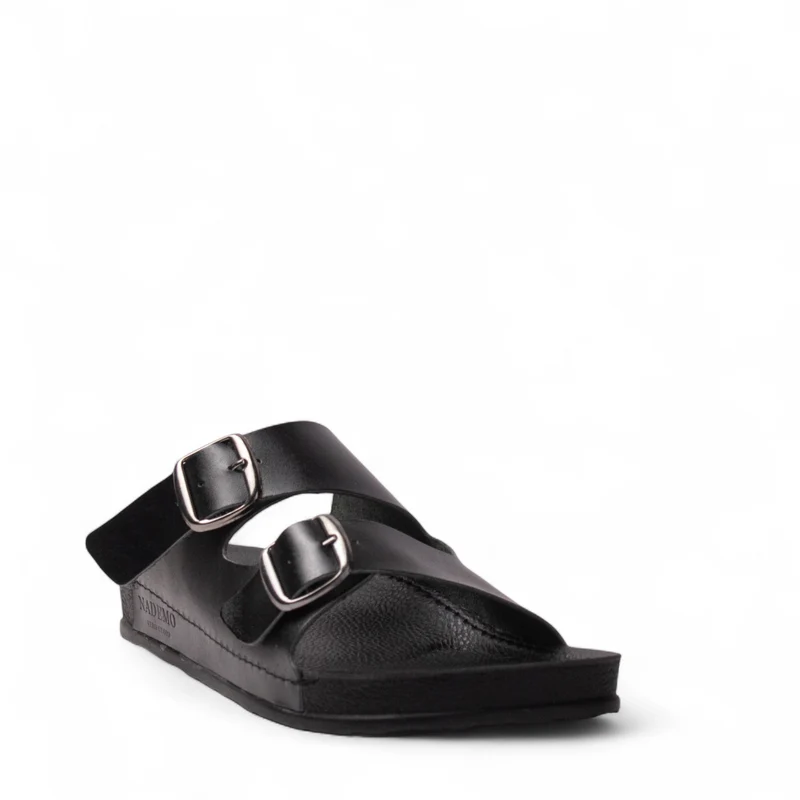 Men Black Leather Slipper #4921