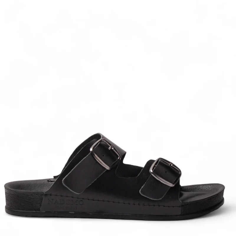Men Black Leather Slipper #4921