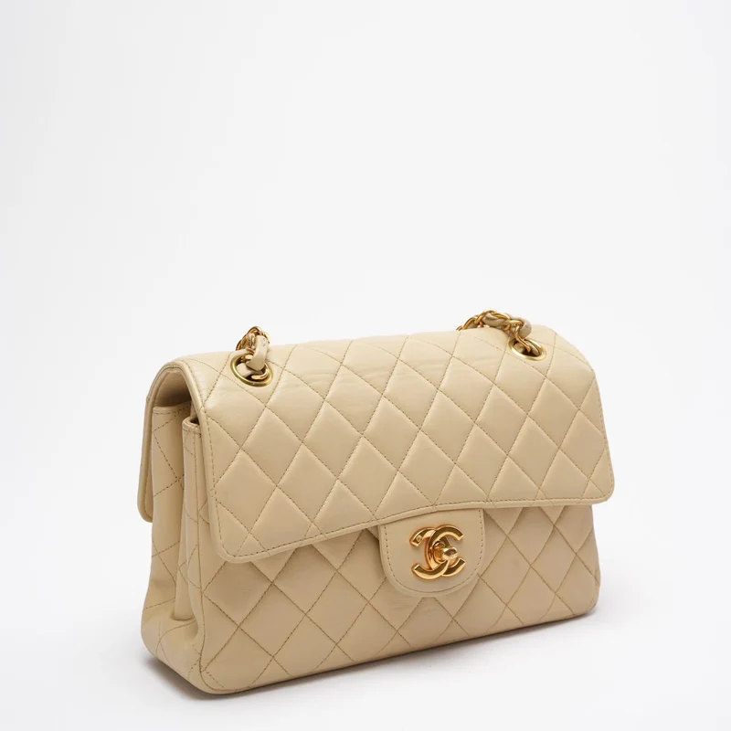 Chanel Vintage Doppelseitige klassische Flap Bag Beige
