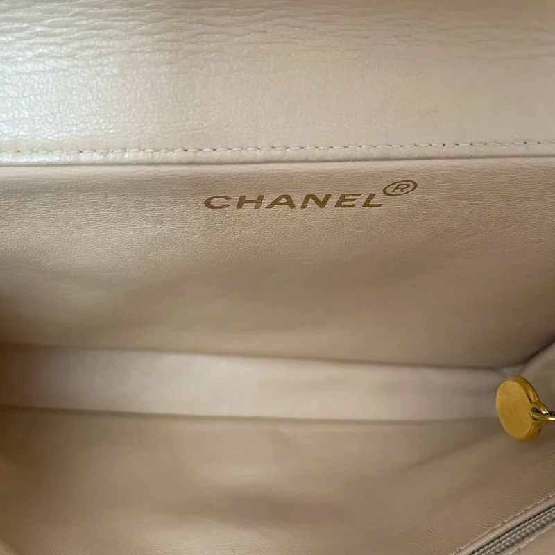 Chanel Vintage Doppelseitige klassische Flap Bag Beige