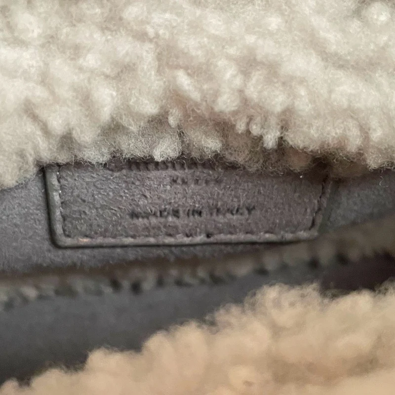 Christian Dior Lady Dior Gebraucht 2020 Mini Wildleder Shearling Cannage Lady Dior Umhängetasche