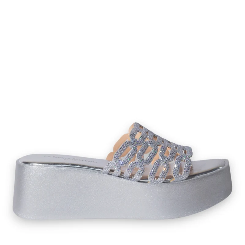 Europeon Union Women Silver Glitter Wedges #5127