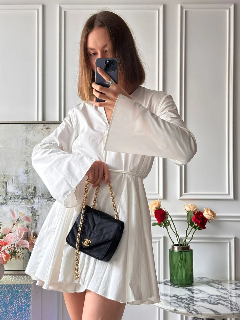 Chanel Timeless Chevron Mini Square Seide Dunkelblau
