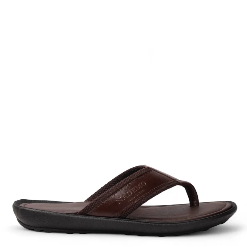 Men Brown Leather Slipper #4916