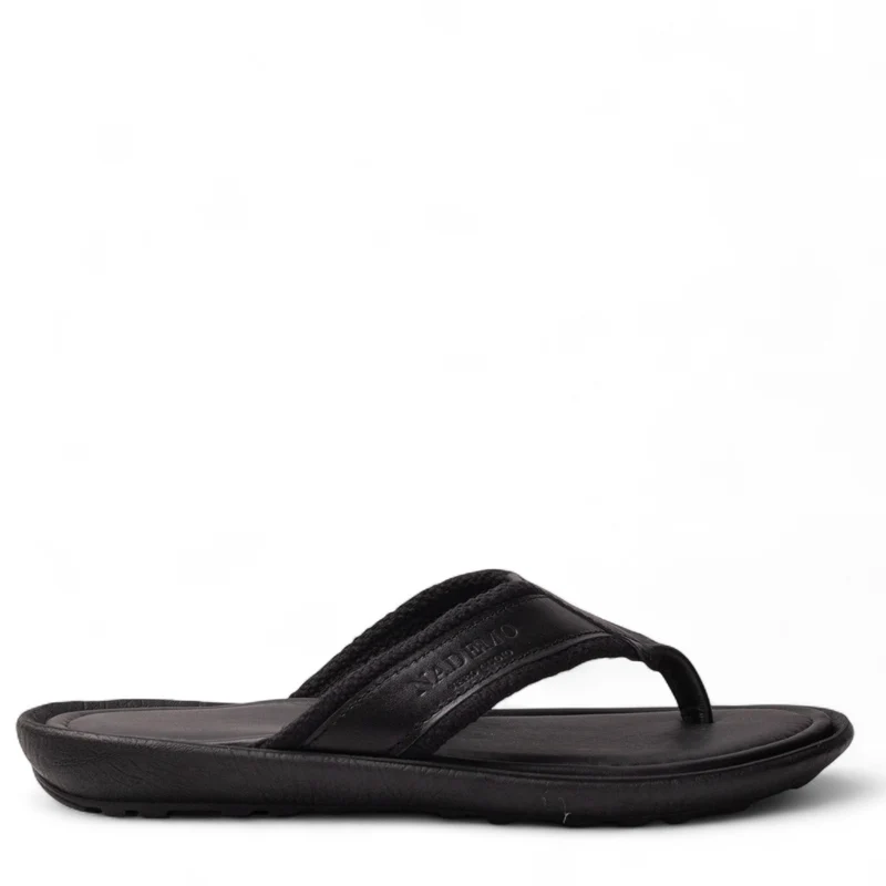 Men Black Leather Slipper #4915