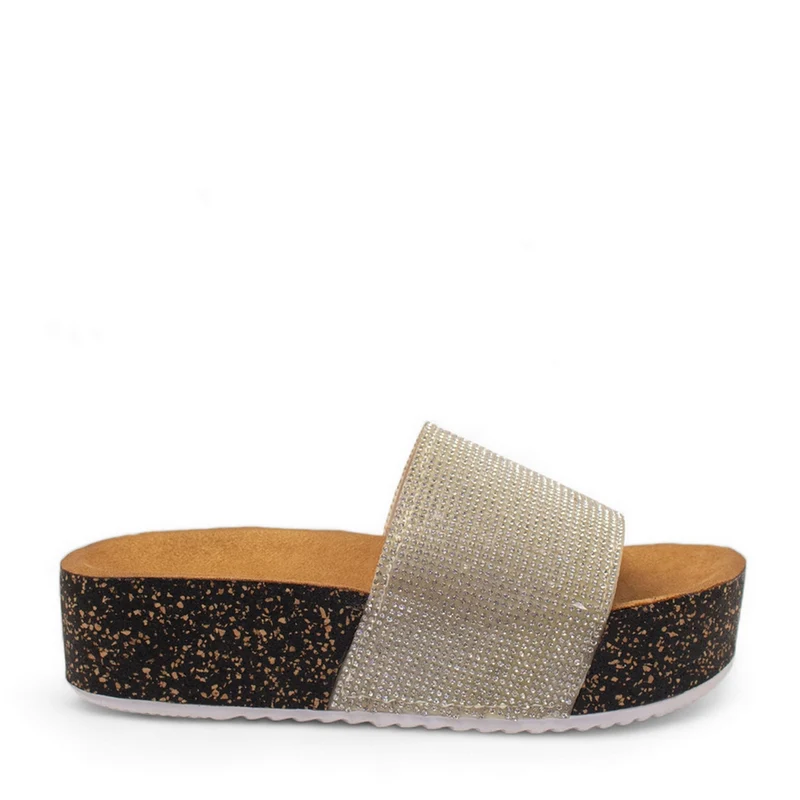 Women Silver Glitter Slipper #2830