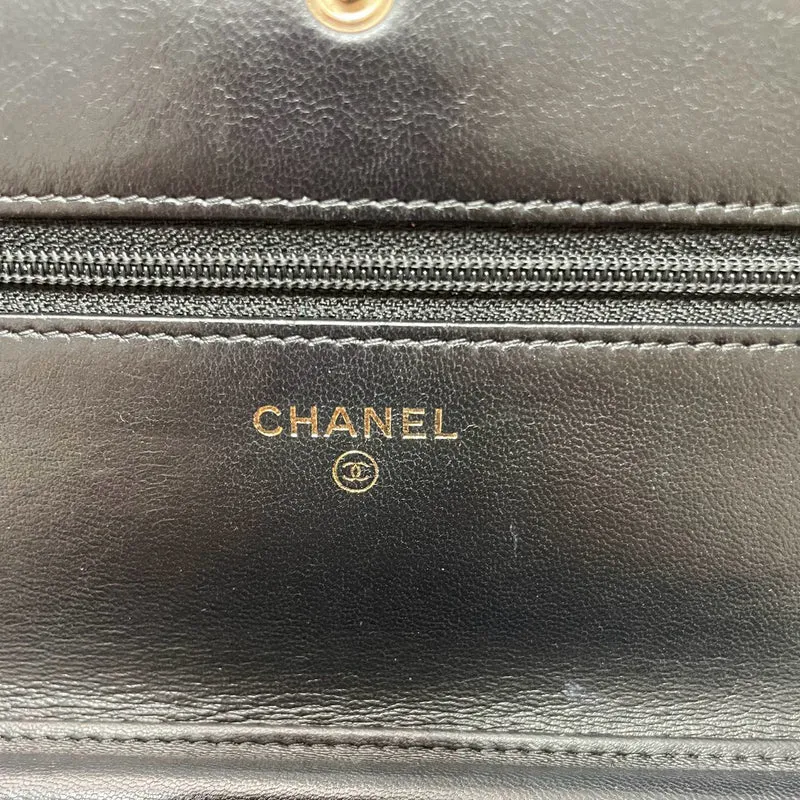 Chanel Geldbörse mit Kette (woc) Schwarze Camelia