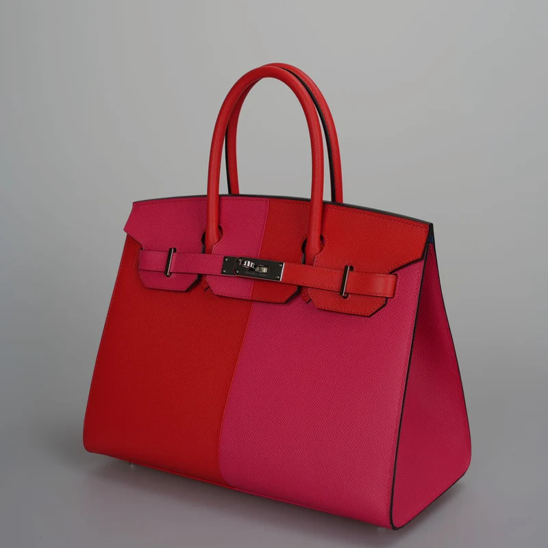 Hermes Epsom Casaque Birkin Sellier 30 Rouge Coeur Rose Extreme Bleu Zanziba mit Palladium-Hardware