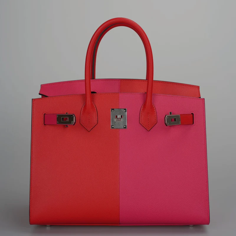 Hermes Epsom Casaque Birkin Sellier 30 Rouge Coeur Rose Extreme Bleu Zanziba mit Palladium-Hardware