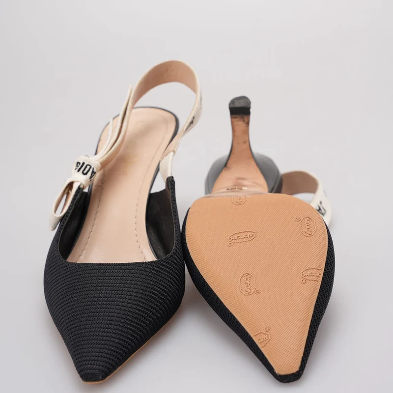 Christian Dior Ribbon Schwarzer Stoff J'adior Slingback-Pumps Größe 38.5