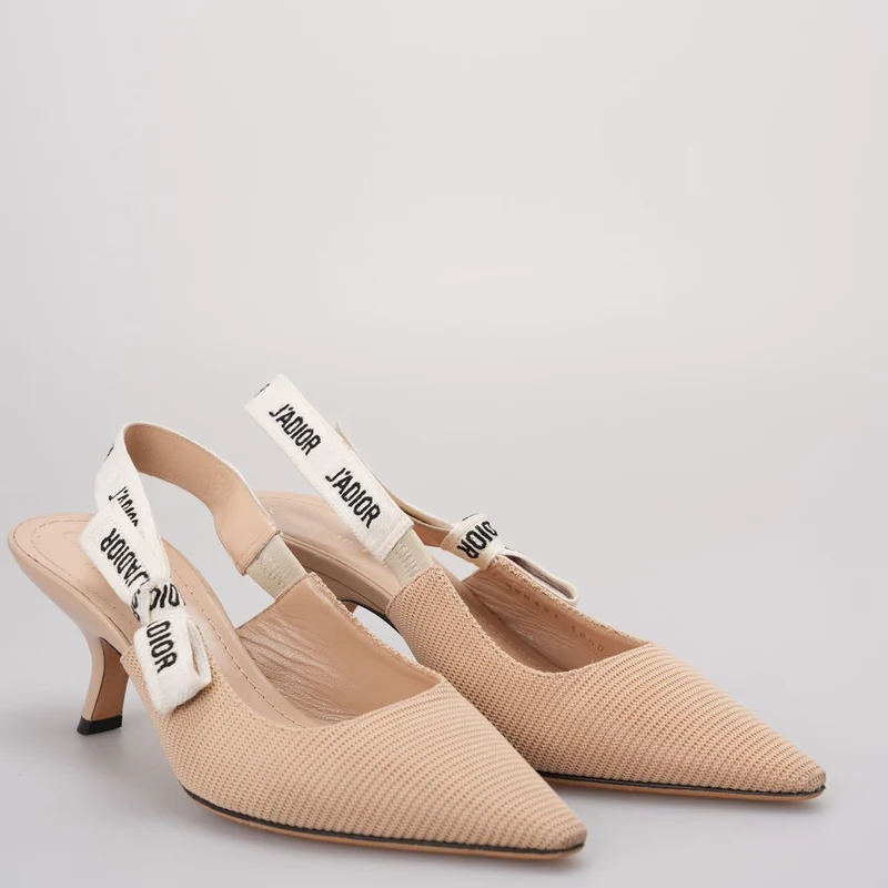 Christian Dior Beige Stoff J'adior Slingback Pumps Größe 38.5