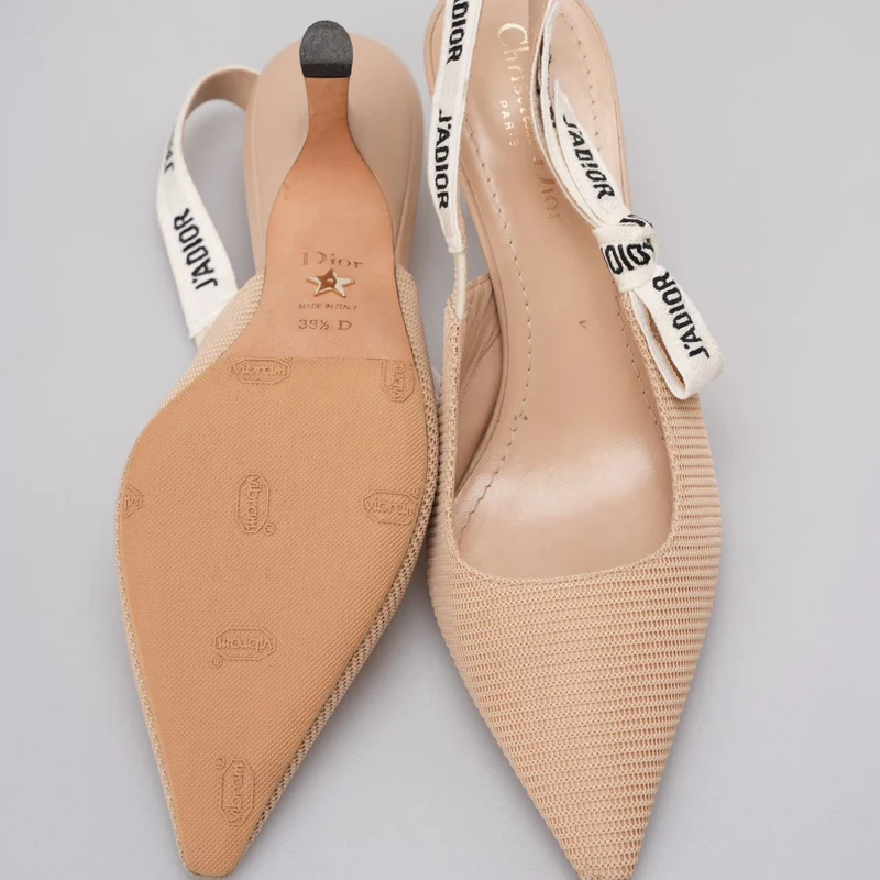 Christian Dior Beige Stoff J'adior Slingback Pumps Größe 38.5