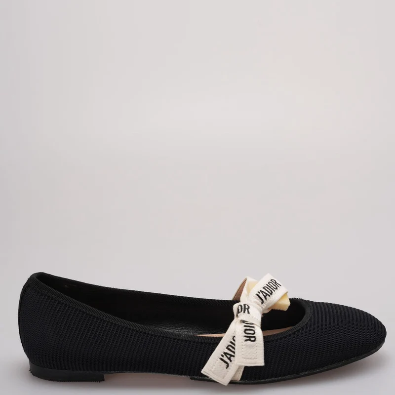 Christian Dior Mary Jane Ballerinas mit Schleifen-Akzenten in Schwarz, EU 38.5