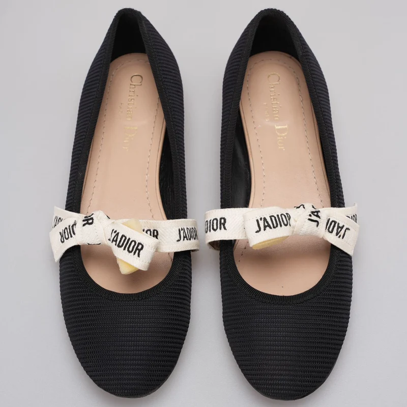 Christian Dior Mary Jane Ballerinas mit Schleifen-Akzenten in Schwarz, EU 38.5