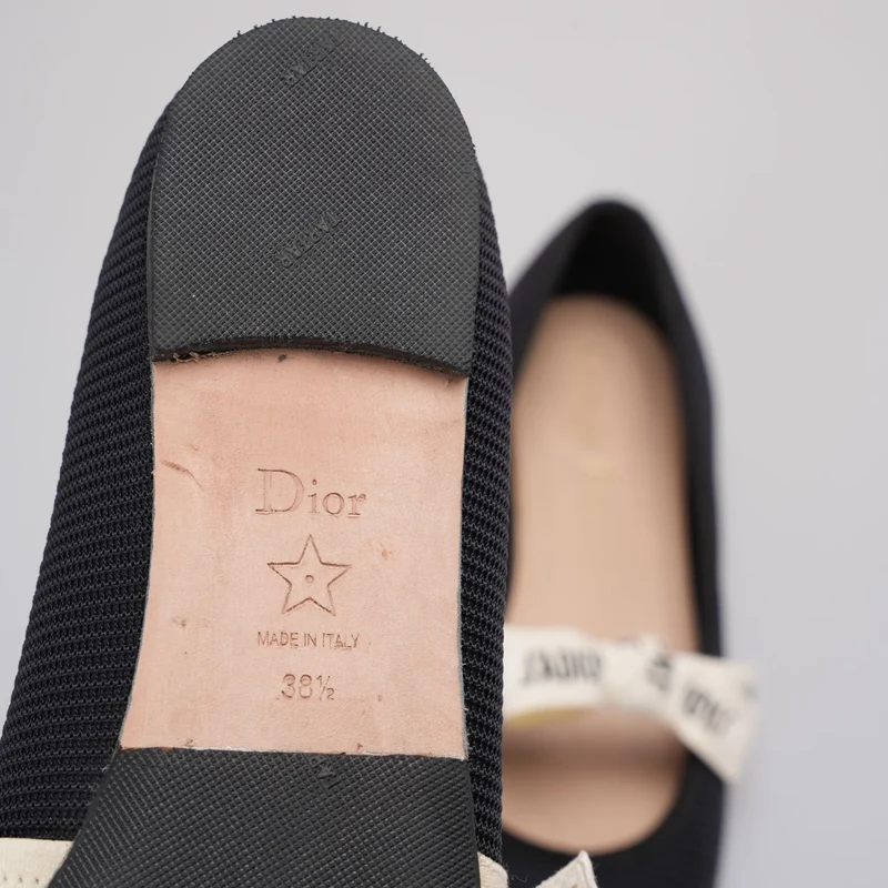 Christian Dior Mary Jane Ballerinas mit Schleifen-Akzenten in Schwarz, EU 38.5