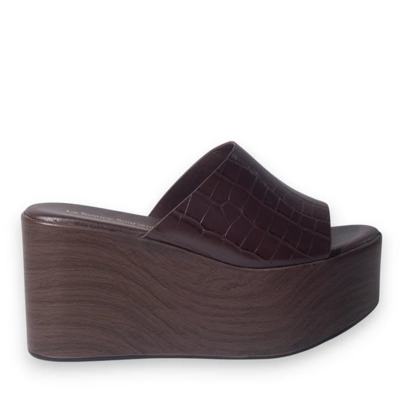 Europeon Union Women Brown Leather Wedges #5115