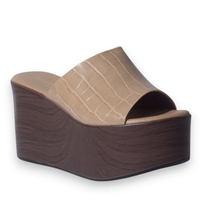 Europeon Union Women Cafe Leather Wedges #5112