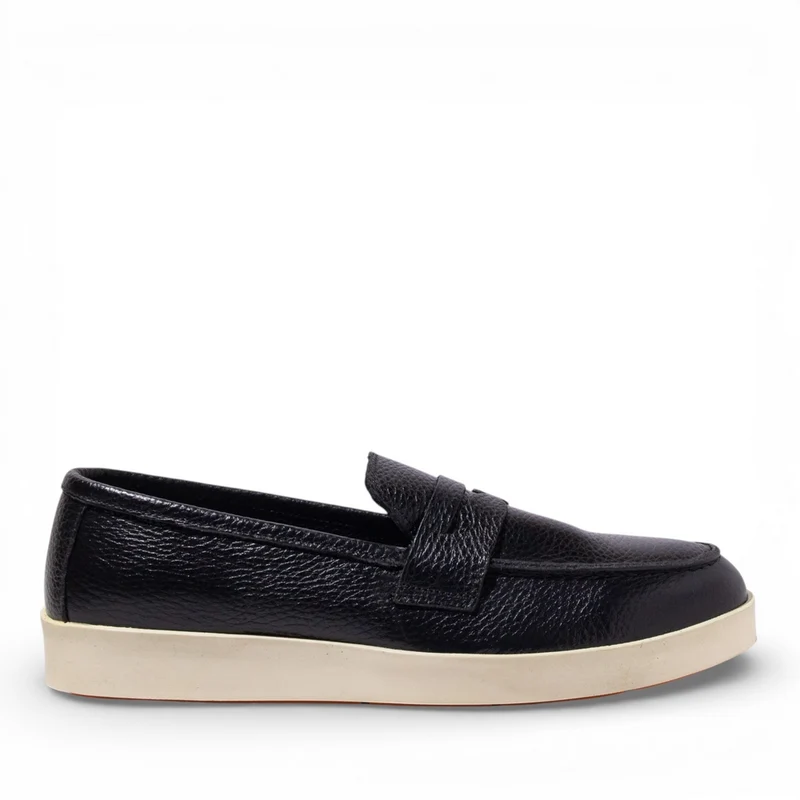 Men Black Leather Espadrilles #5130