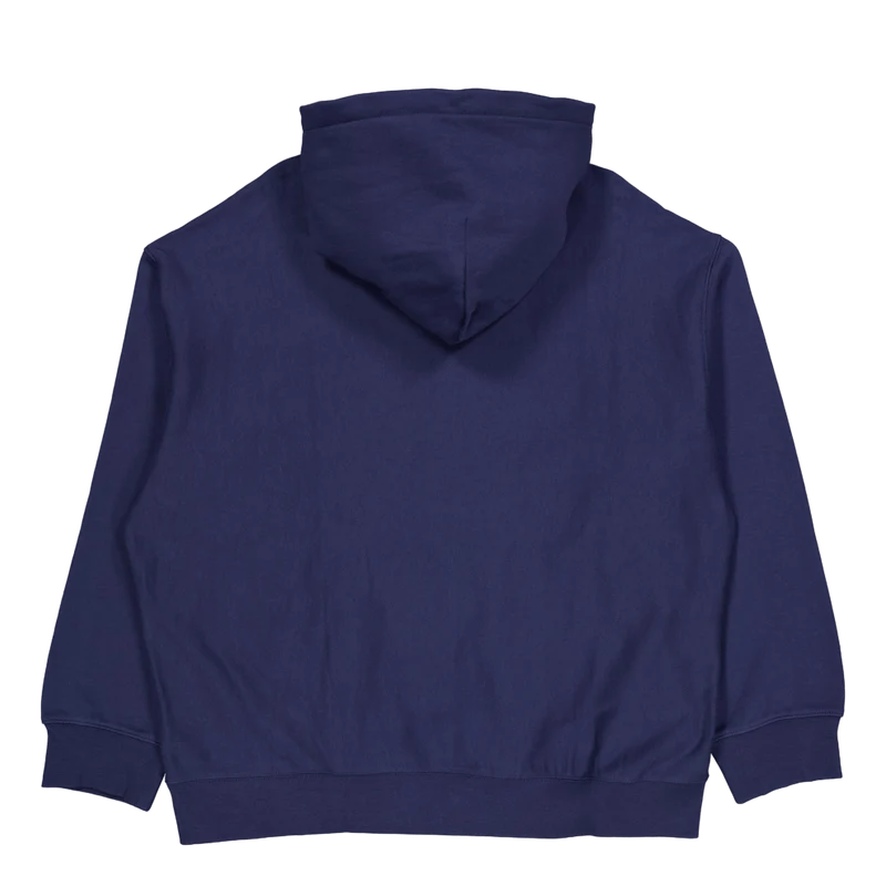Hooded Label Script Sweat Blue