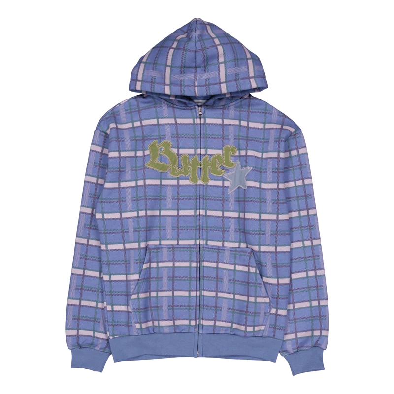 Edge Applique Zip-thru Hood Plaid